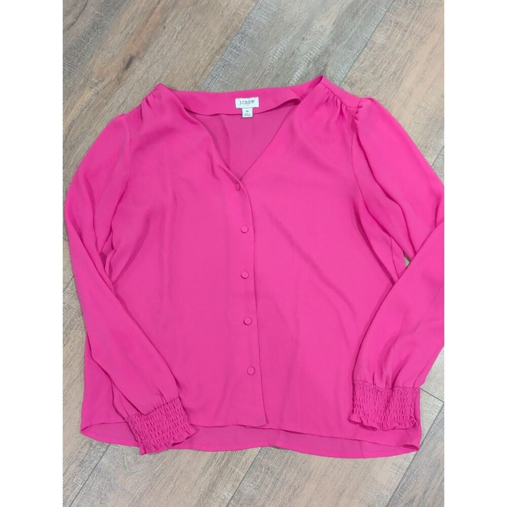 J.Crew Women's Fuchsia Pink V-Neck Blouse Top Size 6
